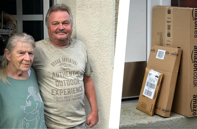 Klaus Metzenbauer und Adelheit Kräft/Pakete vor der Haustür