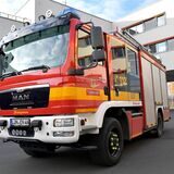 Ein Feuerwehrwagen in der Lüner Innenstadt.