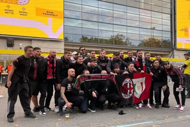 Viele Fans wollten einfach nur ein fröhliches Fußballfest feiern. Die Stimmung vor dem Champions League-Spiel von Borussia Dortmund und dem AC Mailand blieb friedlich.