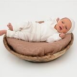 Ein Baby im Körbchen.