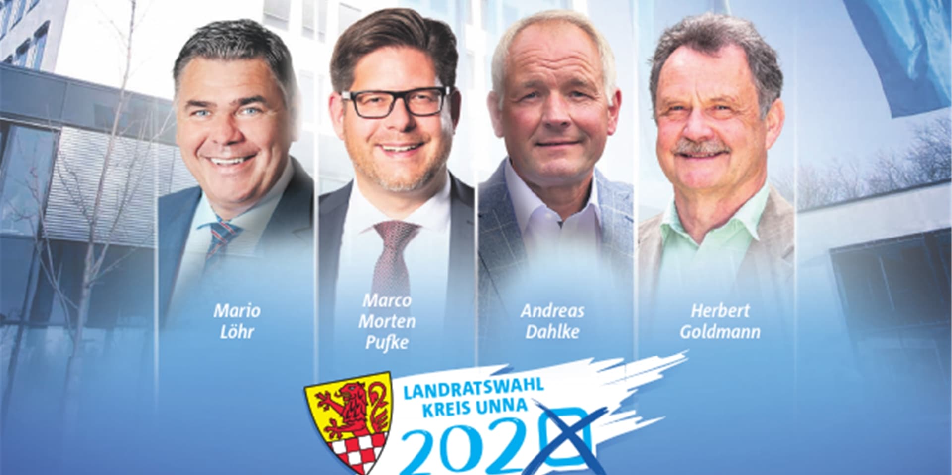 Im Livestream am Donnerstagabend ab 19 Uhr diskutieren (v. l.) Mario Löhr, (SPD), Marco Morten Pufke (CDU), Andreas Dahlke (Wählergemeinschaft GFL) und Herbert Goldmann (Grüne).