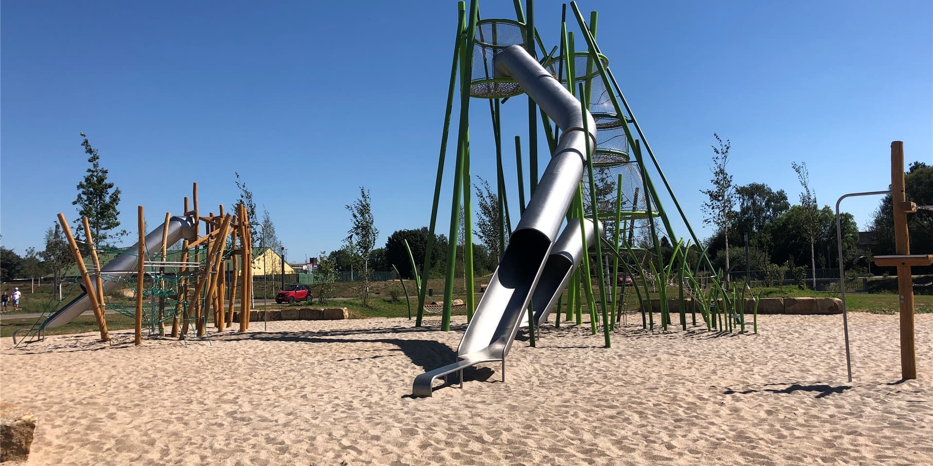 Das Klettergerüst auf dem Spielplatz im Auenpark in Selm ist seit Mittwoch (5. August) wieder freigegeben.