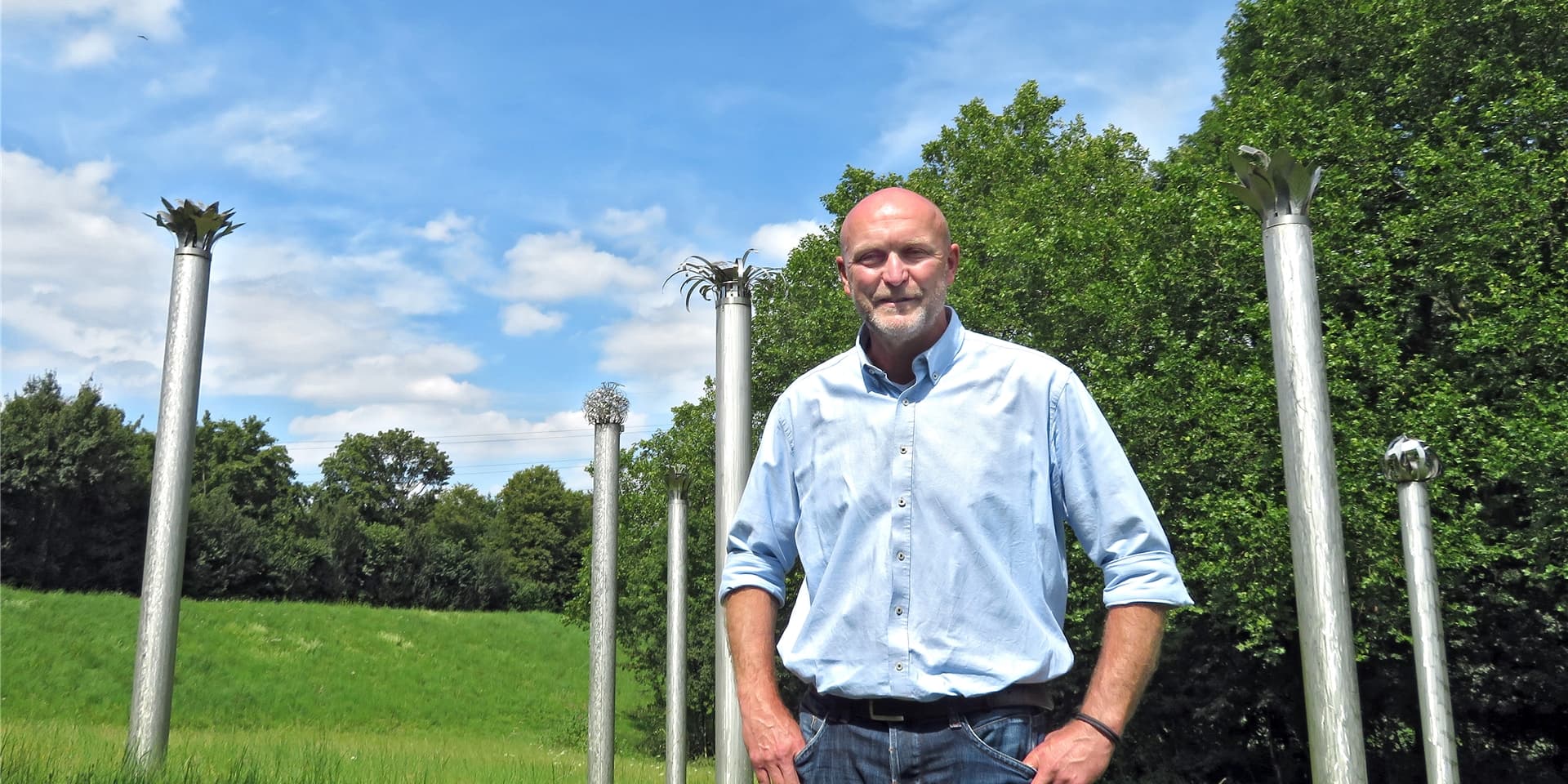 Jens Ole Wilberg am „Siebenklang“ im Bornekamp. Der grüne Freiraum zwischen Unna und Billmerich liegt für den studierten Sportwissenschaftler fast direkt vor der Haustür. Hier atmet er durch – entweder kraftvoll beim Joggen oder tiefenentspannt beim Spaziergang.