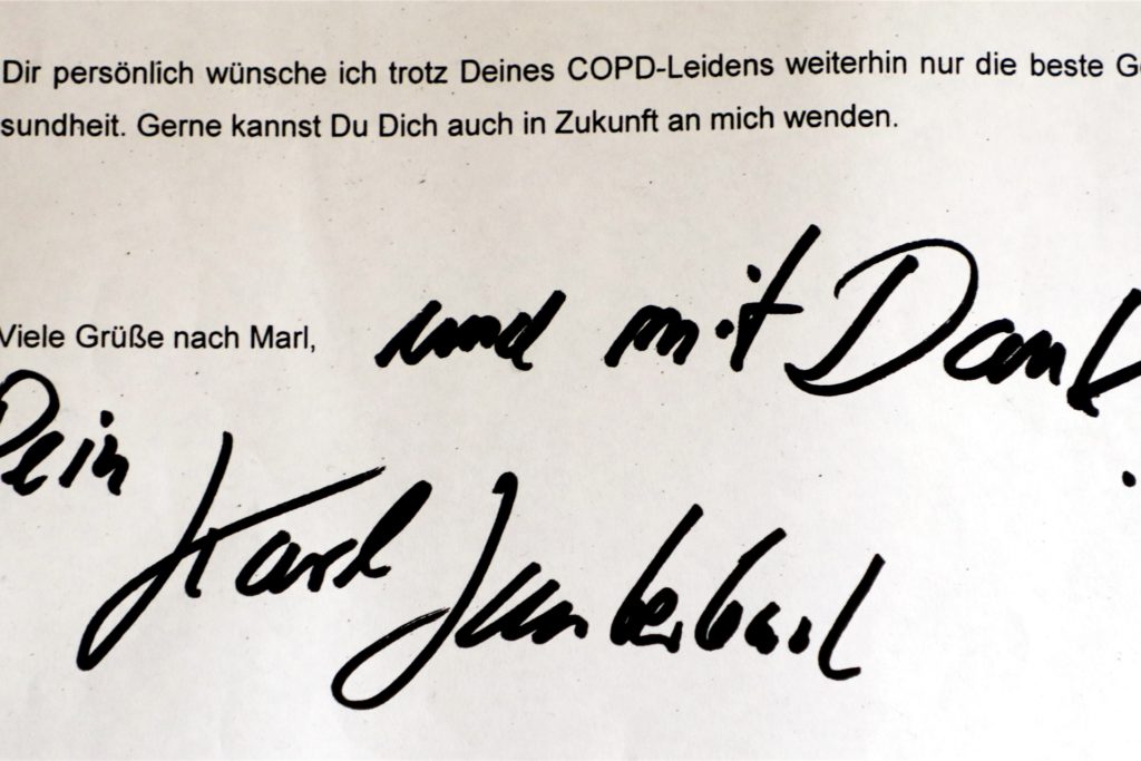 Vom SPD-Gesundheitsexperten Prof. Dr. Karl Lauterbach erhielt Feldmann ein sehr persönliches Antwortschreiben.