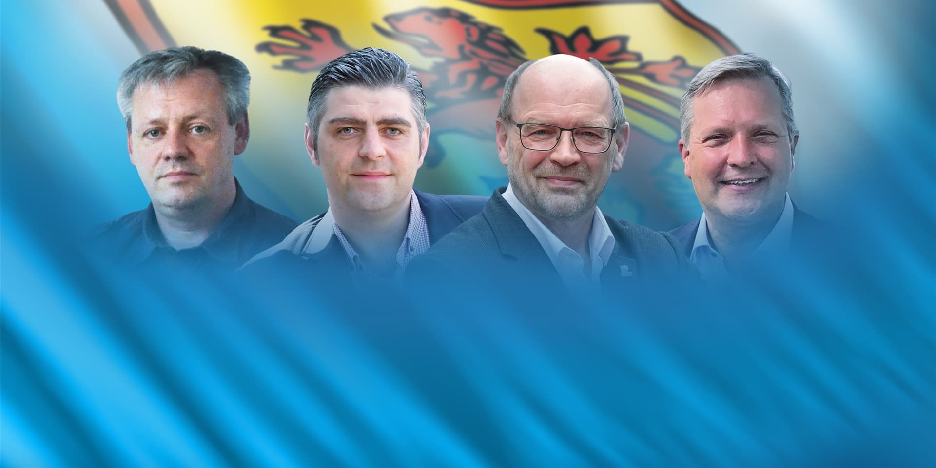 Vier Herren streiten um das Bürgermeisteramt in Lünen (v.l.): Sascha Gottwald (Freie Wähler), Christoph Tölle (CDU), Rainer Schmeltzer (SPD) und Amtsinhaber Jürgen Kleine-Frauns (parteilos).