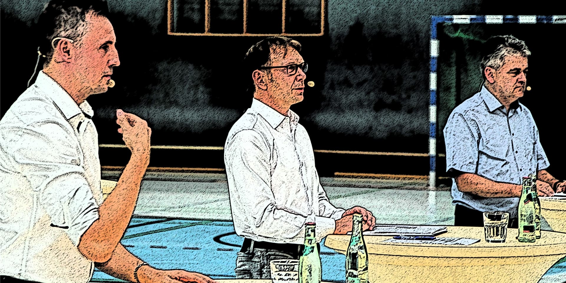 Ungewohnt aggressiv ging Amtsinhaber Lothar Christ (M.) seinen Herausforderer Dominik Bulinski (l.) an. Benedikt Striepens war der scherzende Dritte.