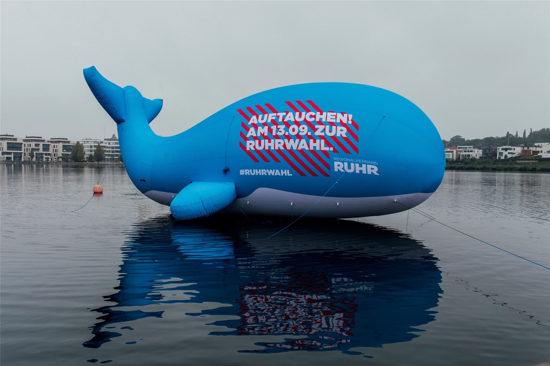 Mit dem „Ruhrwal“ warb der RVR Mitte August im Phoenix-See für die Wahl des Ruhrparlaments.