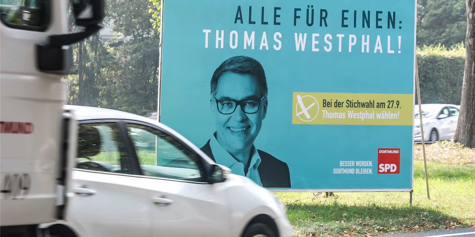 Die SPD hat, wie auch die CDU, für die Stichwahl neu plakatiert.