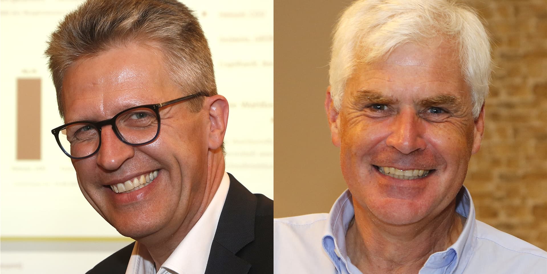 Bernd Schäfer (l., SPD) oder Thomas Heinzel (CDU)? Die Entscheidung über den neuen Bürgermeister von Bergkamen fällt am Sonntag in der Stichwahl.