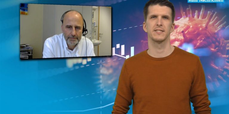 Dr, Bernhard Schaaf (l.) berichtet im Gespräch mit Redakteur Kevin Kindel über die aktuelle Lage im Klinikum Dortmund.