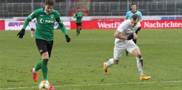 Joel Grodowski steht am Samstag mit Preußen Münster im Finale des Westfalenpokals.