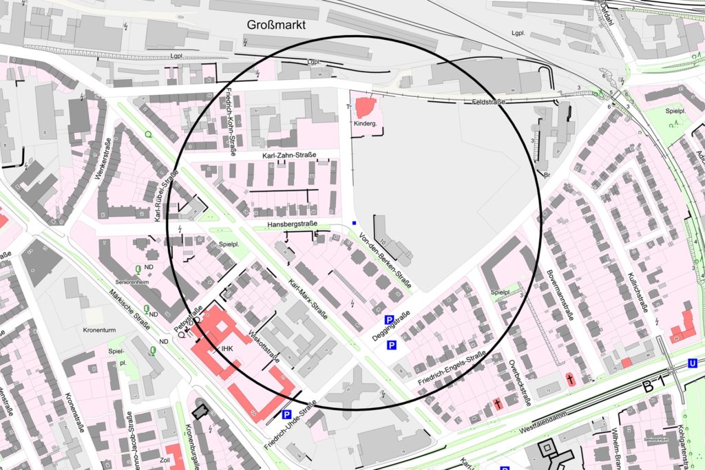 An der Von-den-Berken-Straße zwischen Großmarkt und B1 wurde der Blindgänger entdeckt.