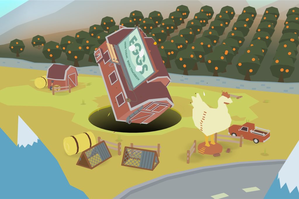 In «Donut County» steuern die Spieler ein Loch, das immer größer wird, je mehr hineinfällt.