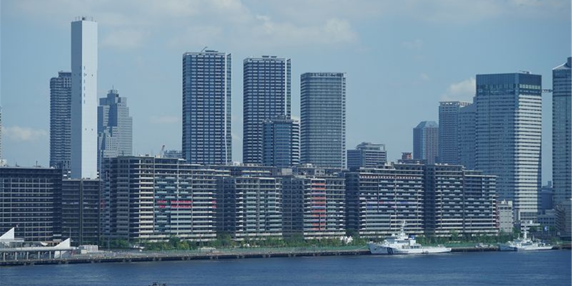 Ein Blick auf die Gebäude vom olympischen Dorf, einer Wohnsiedlung für die Athleten der Sommerspiele in Tokio.