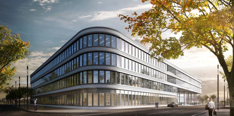 Viergeschossig soll der Neubau werden und zwei begrünte Innenhöfe erhalten.