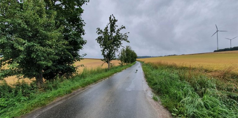Am Prozessionsweg in Fröndenberg-Bausenhagen steht ein Obstbaum neben dem anderen. Hier kam es zu einem Unfall zwischen einem Fahrradfahrer und einer Frau, die Äpfel pflückte.