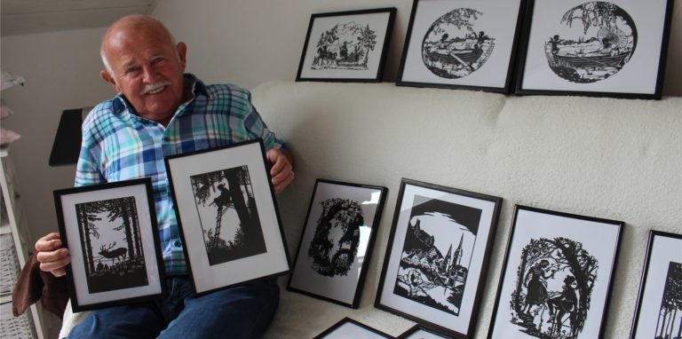 Werner Conrad sucht nach einer Ausstellungsmöglichkeit für seine Scherenschnitte und einen Nachfolger im Geiste.
