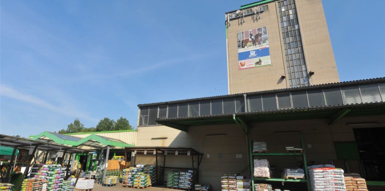 Der Raiffeisen-Markt mit Kornhaus. Einbrecher drangen in der Nacht zu Samstag in den Markt an der Schützenstraße ein.