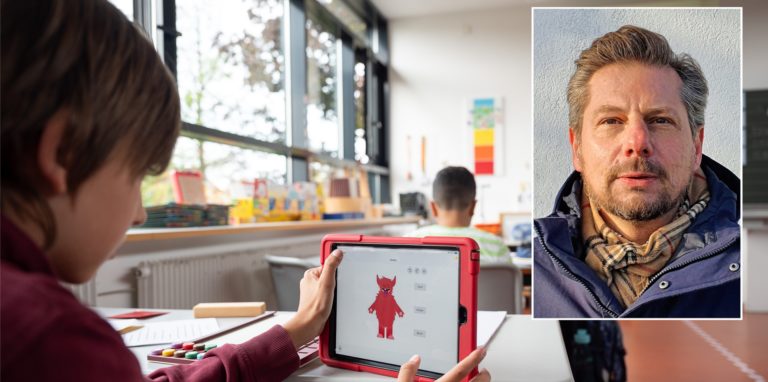 Der Hertener Thorsten Seiß (51) leitet in Gelsenkirchen die Grundschule an der Kurt-Schumacher-Straße. Die Digitalisierung prägt dort schon seit mehreren Jahren den Unterricht und den Schulalltag.