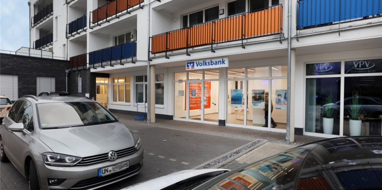 Die Volksbank in  Rünthe schließt wie die Filiale in Oberaden zum 28. Februar. Dann wird an beiden Standorten noch ein Geldautomat vorhanden sein.