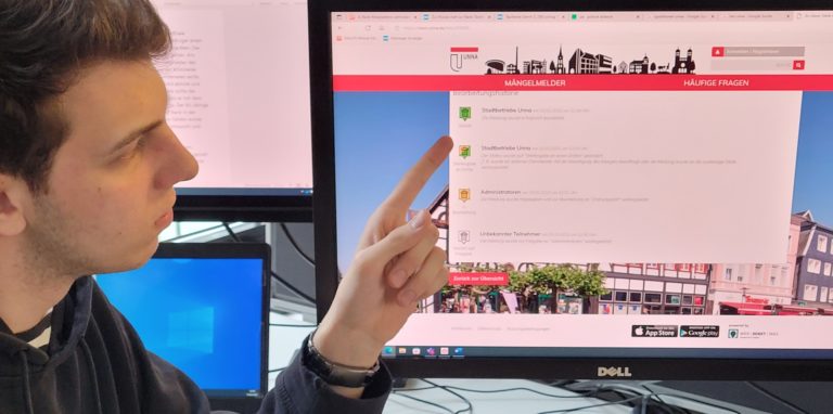 Für Linus Budde war der Test des Mängelmelders der Stadt Unna eine Premiere. Der Bearbeitungsstand war für ihn – und für alle, die auf die Rubrik auf der Homepage www.unna.de klicken – jederzeit einsehbar.