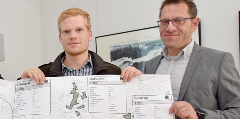 Stellten die neuen Daten vor (v.l.): Dominik Finsterbusch und Martin Oschinski vom Gutachterausschuss für Grundstückswerte im Kreis Unna.