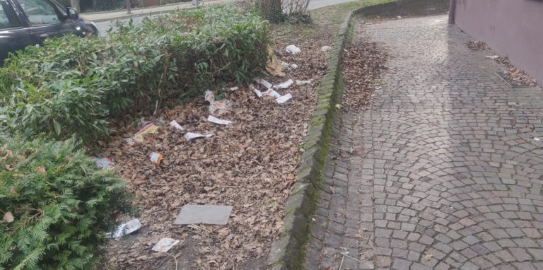 Wie bereits bei unserem Test des Mängelmelders der Stadt Unna vor etwa zwei Wochen ist die betroffene Stelle an der Josef-Ströthoff-Straße wieder vermüllt.