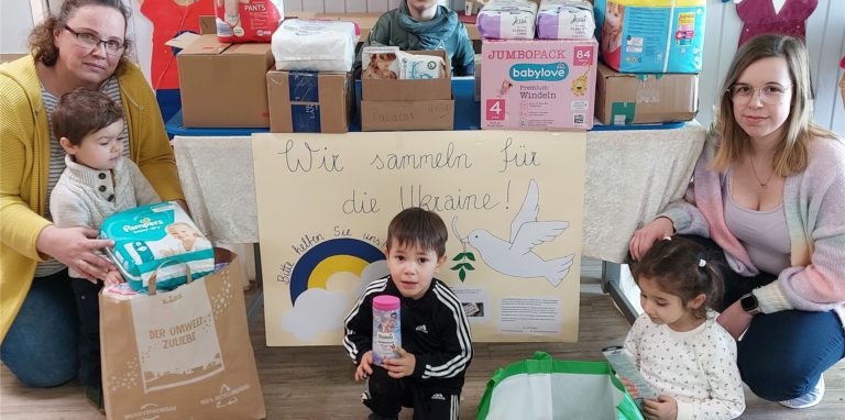 Die Kinder des AWO Familienzentrums „Lilliput“ sammeln Hygieneartikel für die Menschen in der Ukraine.