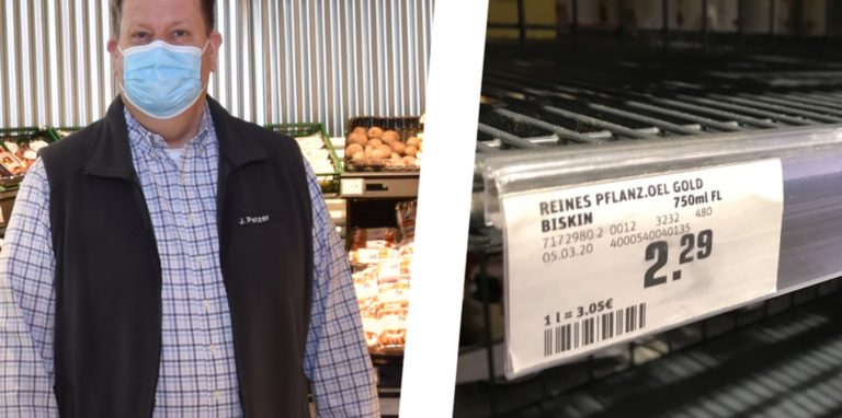 Jörg Patzer, Chef mehrerer Edeka-Märkte in und um Dortmund, fühlt sich an die ersten Wochen der Corona-Pandemie erinnert,