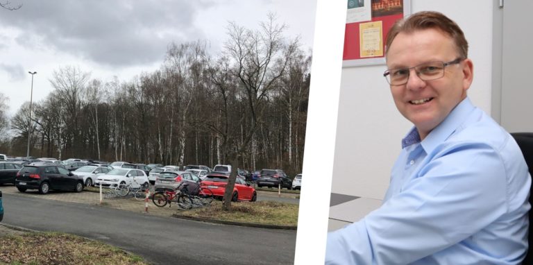 Noch stehen auf dem Parkplatz am LAFP Autos – schon bald soll dort eine Flüchtlingsunterkunft entstehen. Das hat Bürgermeister Thomas Orlowski am Donnerstagabend in einer Pressekonferenz erklärt.
