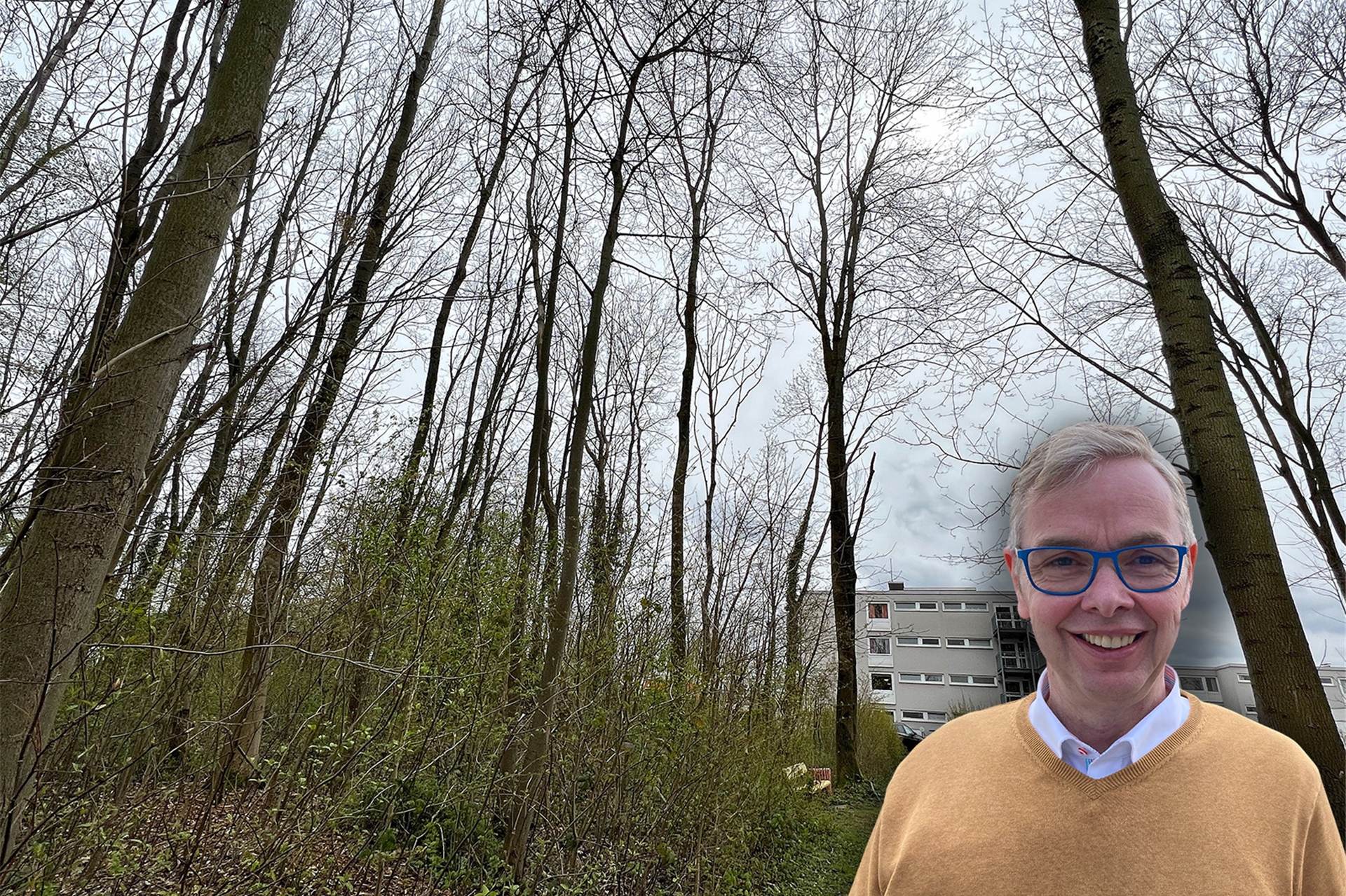 Heinz Fleck stellte die neuen Pläne für den Campus des Schmallenbach-Verbunds auf dem Hirschberg vor: Ein Teil der Waldfläche soll gerodet werden, damit dort ein Parkplatz entstehen soll.