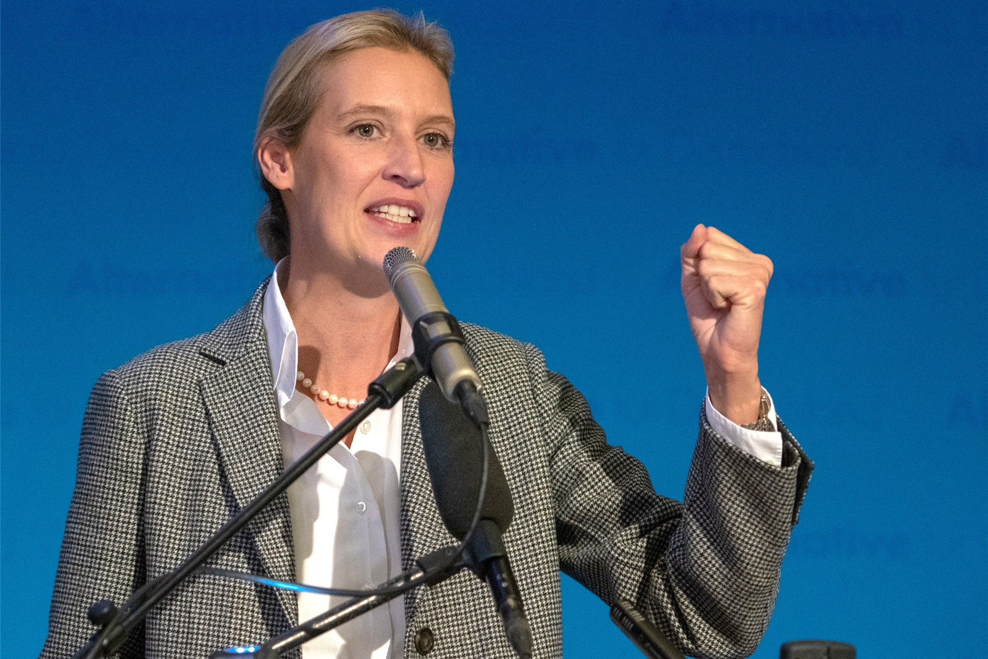 Alice Weidel, Vorsitzende der AfD-Bundestagsfraktion, war zum Wahlkampfauftakt der AfD nach Gelsenkirchen gekommen.