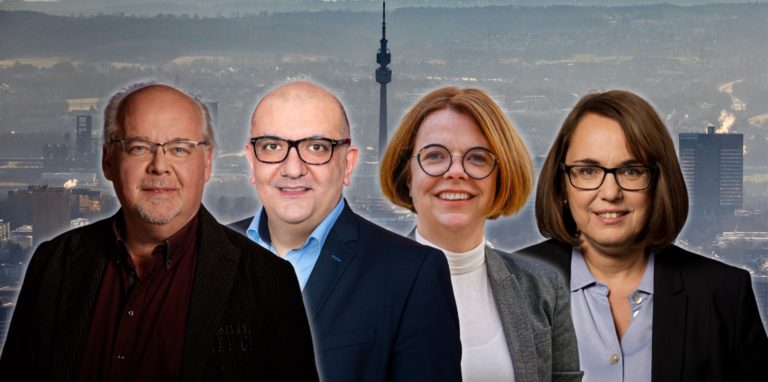 Ralph Stoltze (SPD), Volkan Baran (SPD), Nadja Lüders 8SPD) und Anja Butschkau (SPD, v.l.) gewinnen bei der NRW-Landtagswahl 2022 die vier Dortmunder Direktmandate.