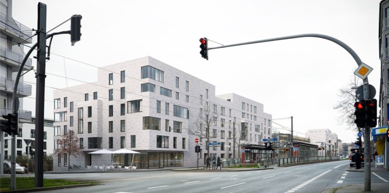 Das „East Gate“ aus südwestlicher Ansicht: Die Tankstelle an der Hamburger Straße ist Wohnhäusern gewichen.