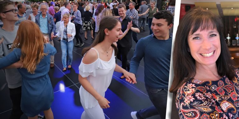 Tanzen der Ukraine helfen: Simone Kochtokrax (r.) freut sich auf einen unterhaltsamen Discofox-Abend – mit gutem Zweck als Hintergrund.