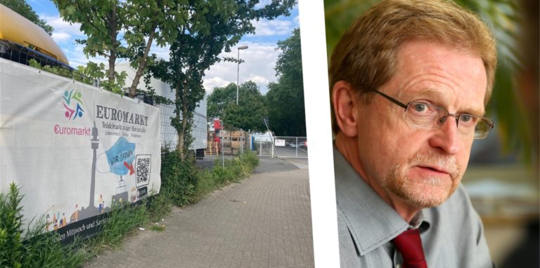 Ein Trödelmarkt findet regelmäßig auf dem Gelände an der Hildastraße statt, auf dem ein Möbelhaus entstehen soll. Planungsdezernent Ludger Wilde nennt dafür die Voraussetzungen.
