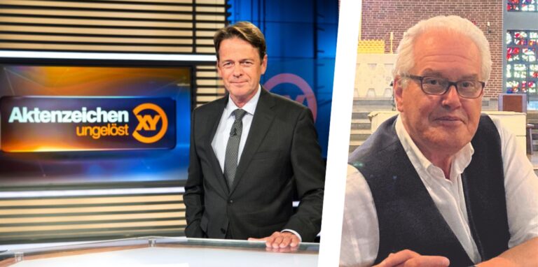 Rudi Cerne (Foto links) berichtet in der Sendung „Aktenzeichen XY ungelöst“ über den Raubüberfall auf Pfarrer Müller (Foto rechts) in Marl.