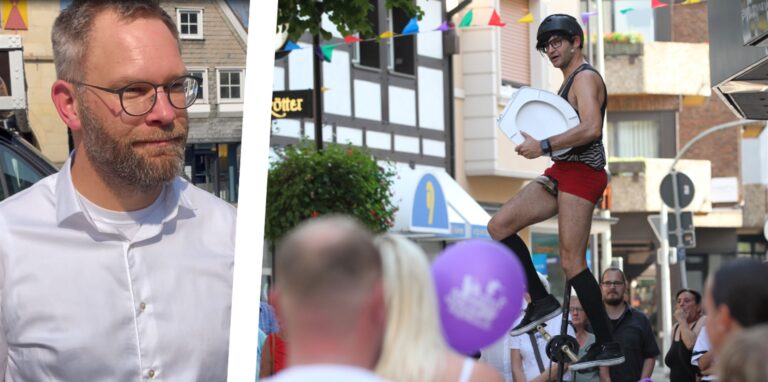 Montage aus einem Künstler vom Straßenfestival und David Ruschenbaum