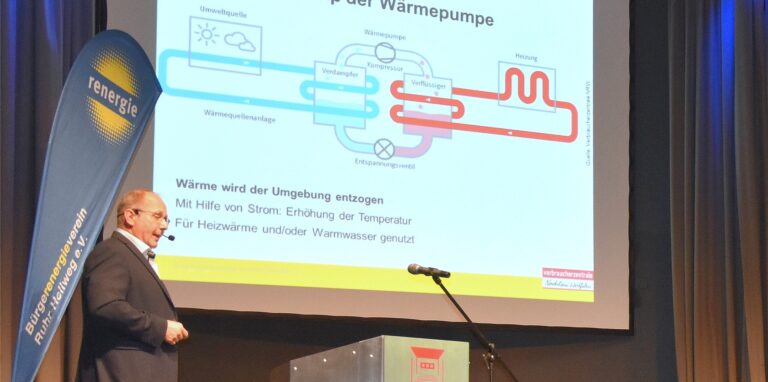 Carsten Peters von der Verbraucherzentrale NRW Arnsberg zeigte die vielen Möglichkeiten der Nutzung erneuerbarer Energien auf, wies aber darauf hin, dass der Einbau deutlich teurer ist als nur der Austausch einer Gastherme.