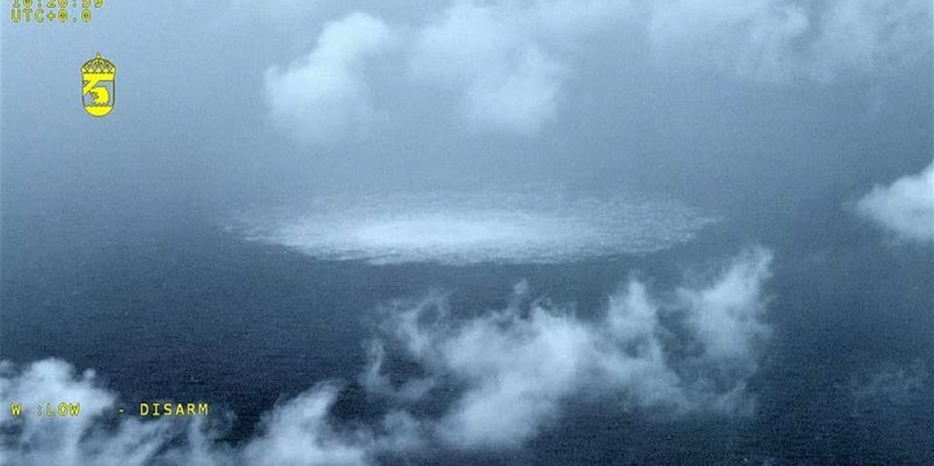 Das Nord Stream 1-Gasleck in der Ostsee, fotografiert aus einem Flugzeug der schwedischen Küstenwache.
