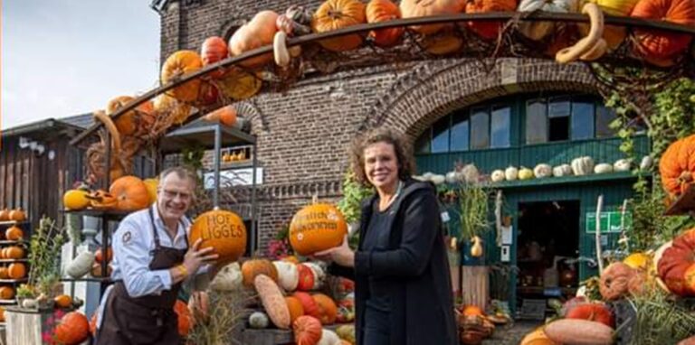 Ein Sinnbild für das Erntedankfest: Jede Menge Kürbisse im Hofladen von Frau Ligges. Koch Günther Overkamp ist ein großer Fan von Hofläden. Er sagt: Wir müssen die kleinen Erzeuger erhalten, sonst sinkt die Qualität und die Preise steigen.