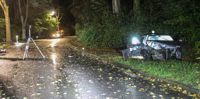Das Auto an der Unfallstelle.