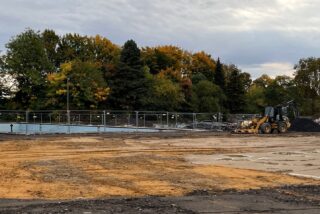 Baustelle in Kamen auf ehemaligem Freibadgelände.