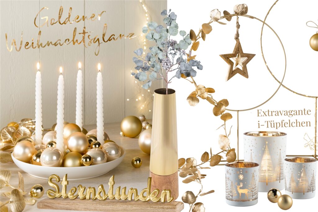 goldene Weihnachtsdeko