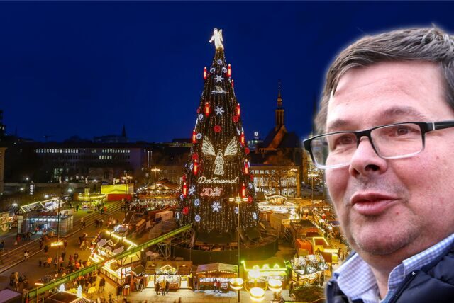 Schausteller Patrick Arens freut sich auf die Dortmunder Weihnachtstadt mit dem Riesen-Weihnachtsbaum auf dem Hansaplatz.