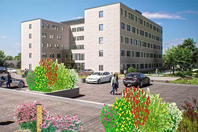 Das neue Jobcenter auf dem früheren Victoria-Gelände, hier in einer Darstellung des Investors. Die Bauherrin legt Wert auf zeitgemäße Energie- und Ökostandards.