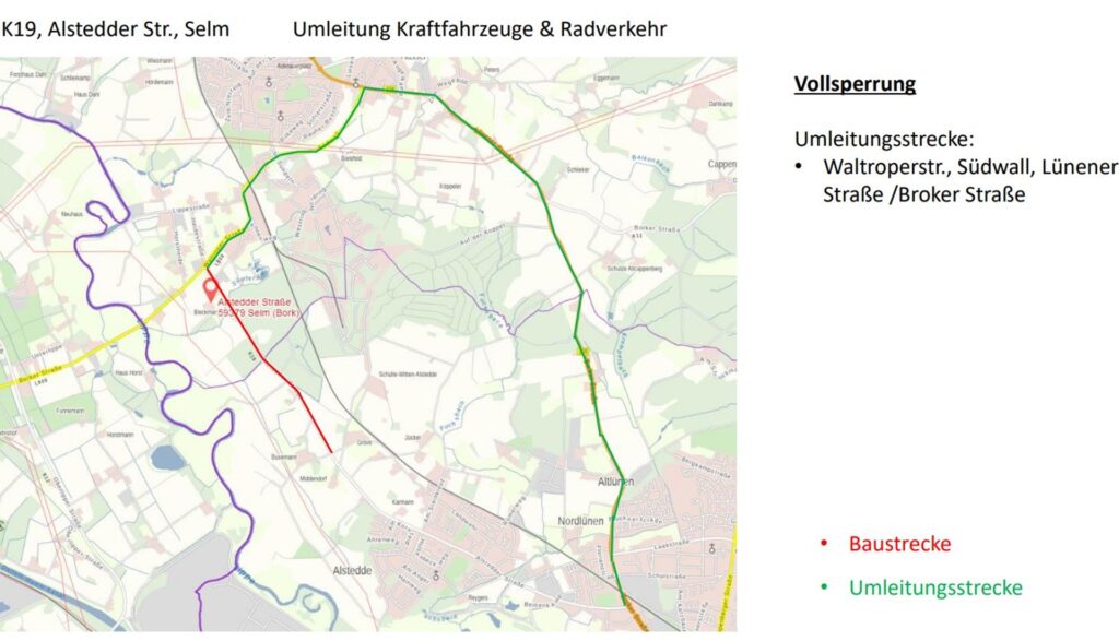 Straßensperrung K19. Straßensperrung K19.