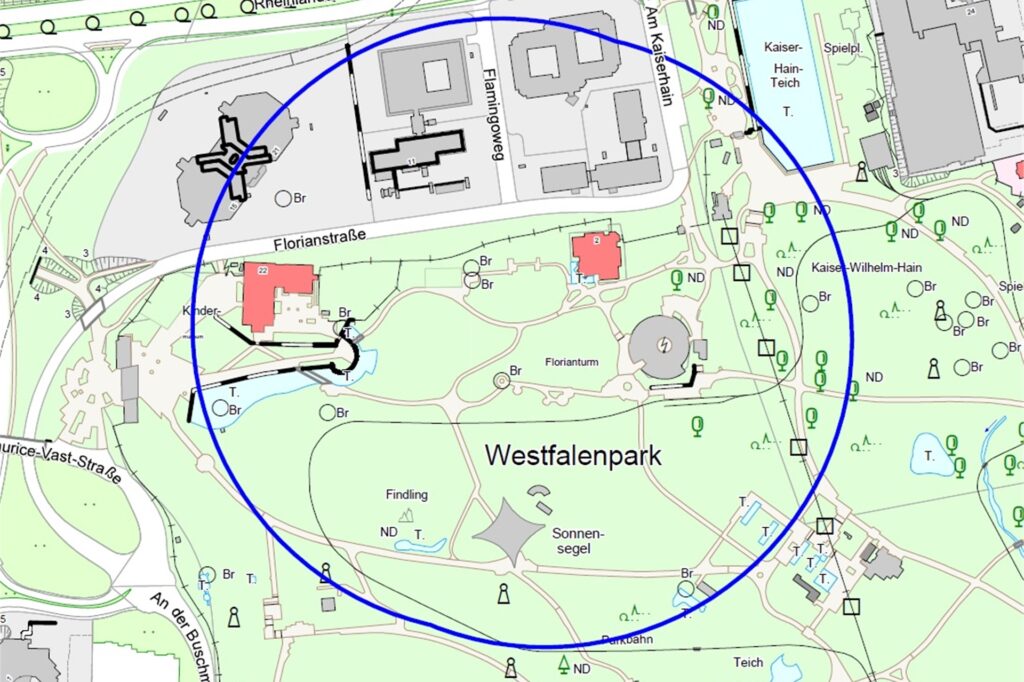 Evakuierungsradius im Westfalenpark Evakuierungsradius im Westfalenpark