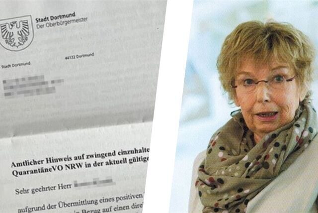 Montage: Ein Portraitfoto von Uta Quasthoff und ein Schreiben des Gesundheitsamts der Stadt Dortmund.