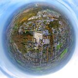 Ein Luftbild zeigt die Stadt Bergkamen, als wenn sie aus dem Weltall aufgenommen worden wäre.